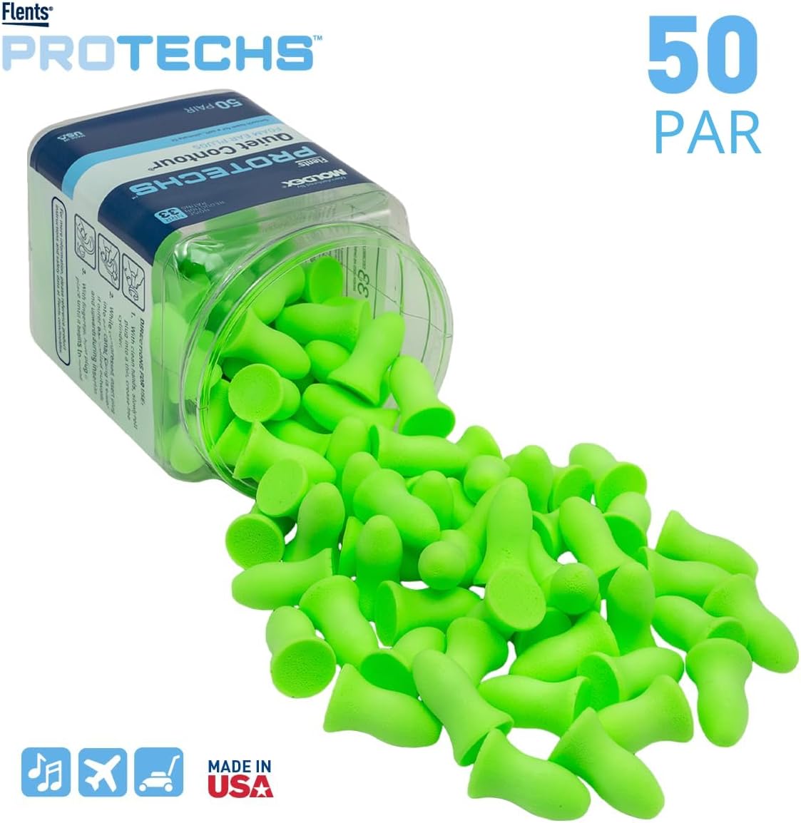 Flents Protechs Quiet Contour - Tapones para los oídos de espuma, N...