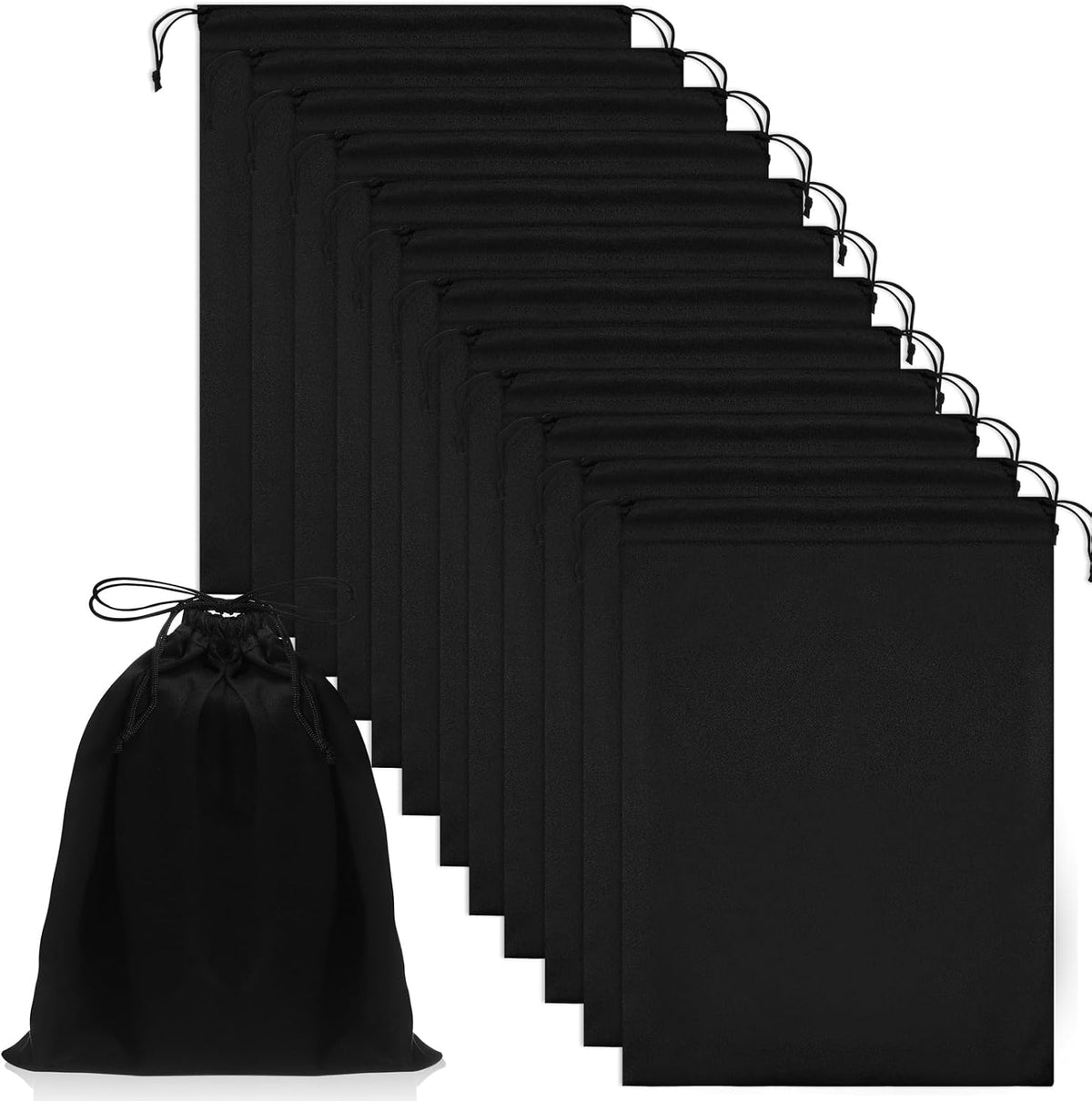 Weewooday - 12 bolsas de satén negro para juguetes para adultos, bo...