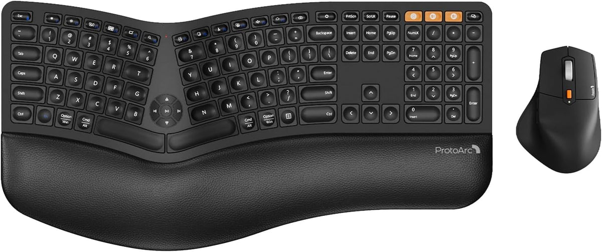 ProtoArc Teclado y Ratón Inalámbrico Ergonómico, EKM01 Plus Combo d...