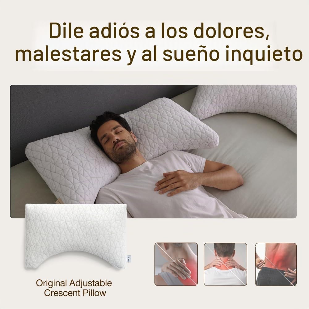 Coop Home Goods Almohada Ajustable Original Crescent, Almohadas de...