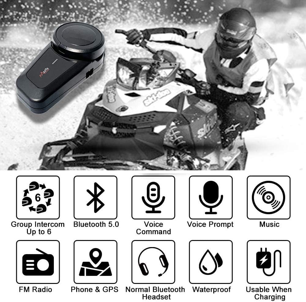 QSPORTPEAK Casco de motocicleta Bluetooth Intercomunicación Auricul...
