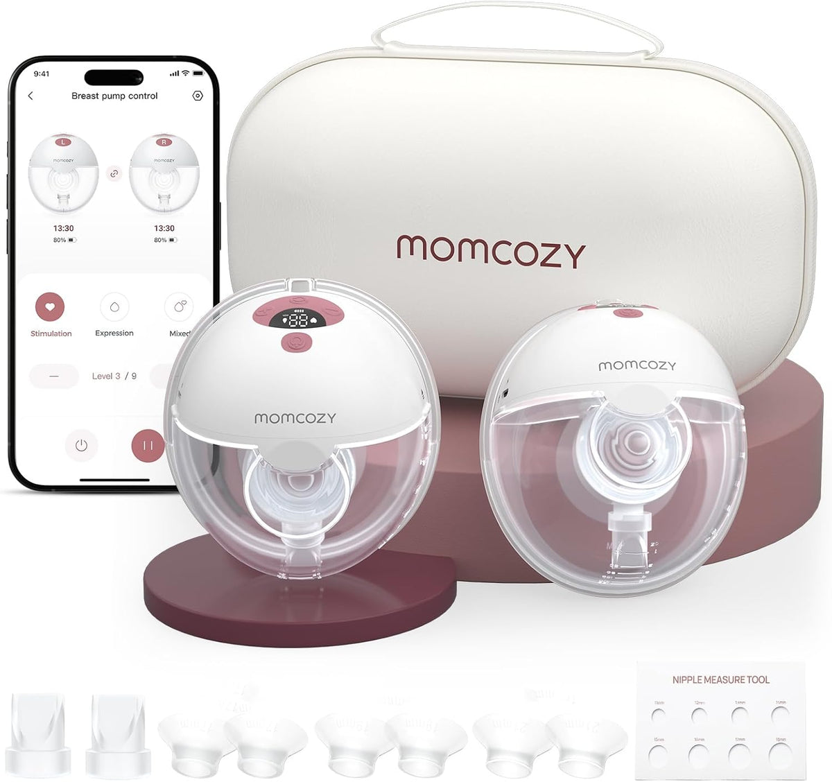 Momcozy Extractor de leche portátil controlado por aplicación intel...