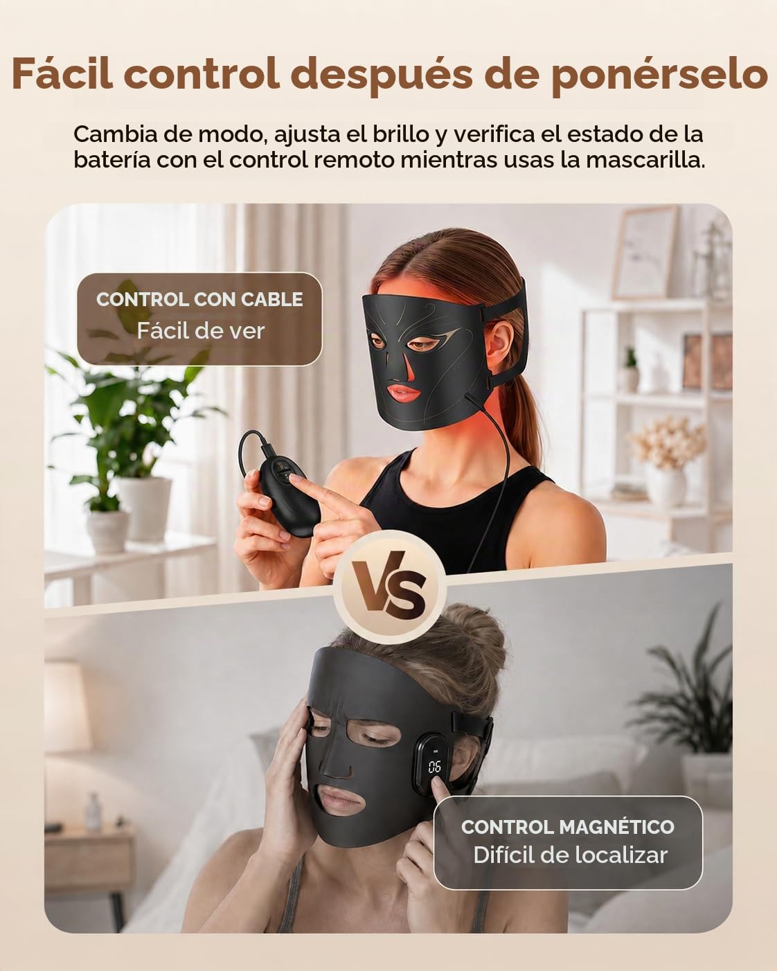 XSSNVV Terapia de luz roja para cara - Terapia de luz LED inalámbri...