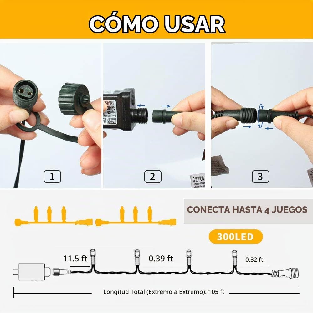Chuya Luces de Navidad para interiores y exteriores, luces de árbol...