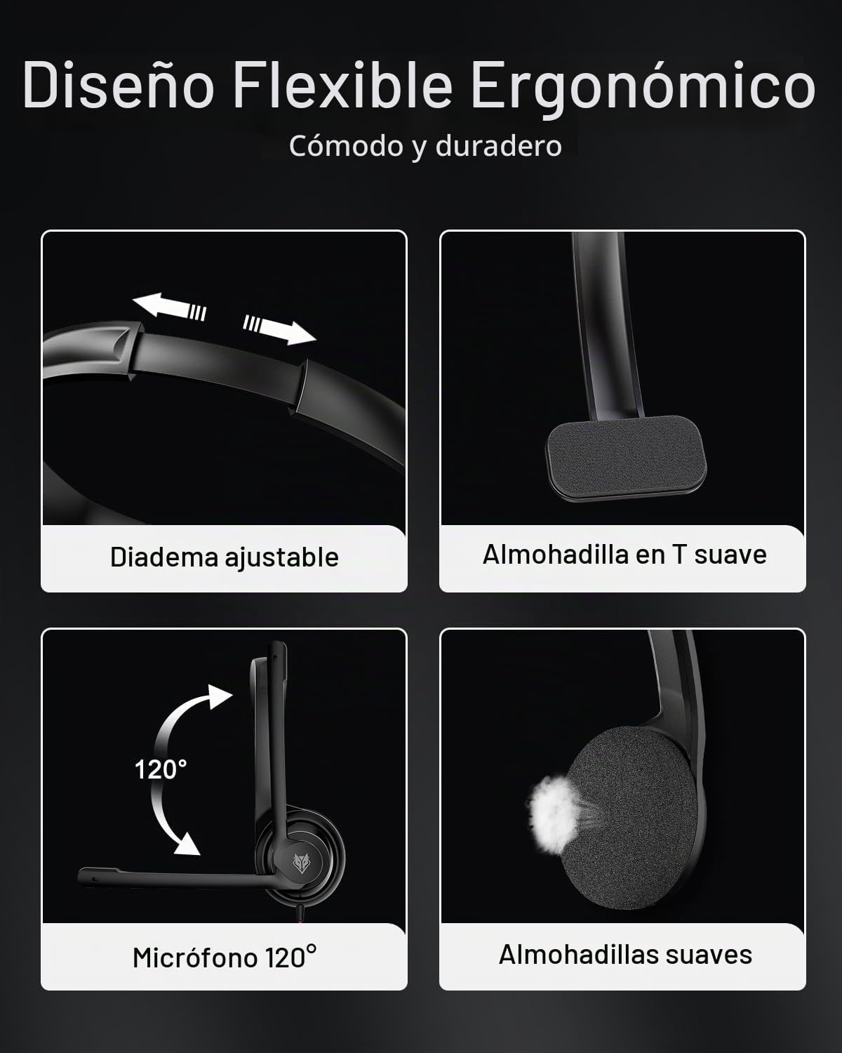NUBWO Auriculares USB C\/3.5 HW02 con micrófono, silencio en línea...