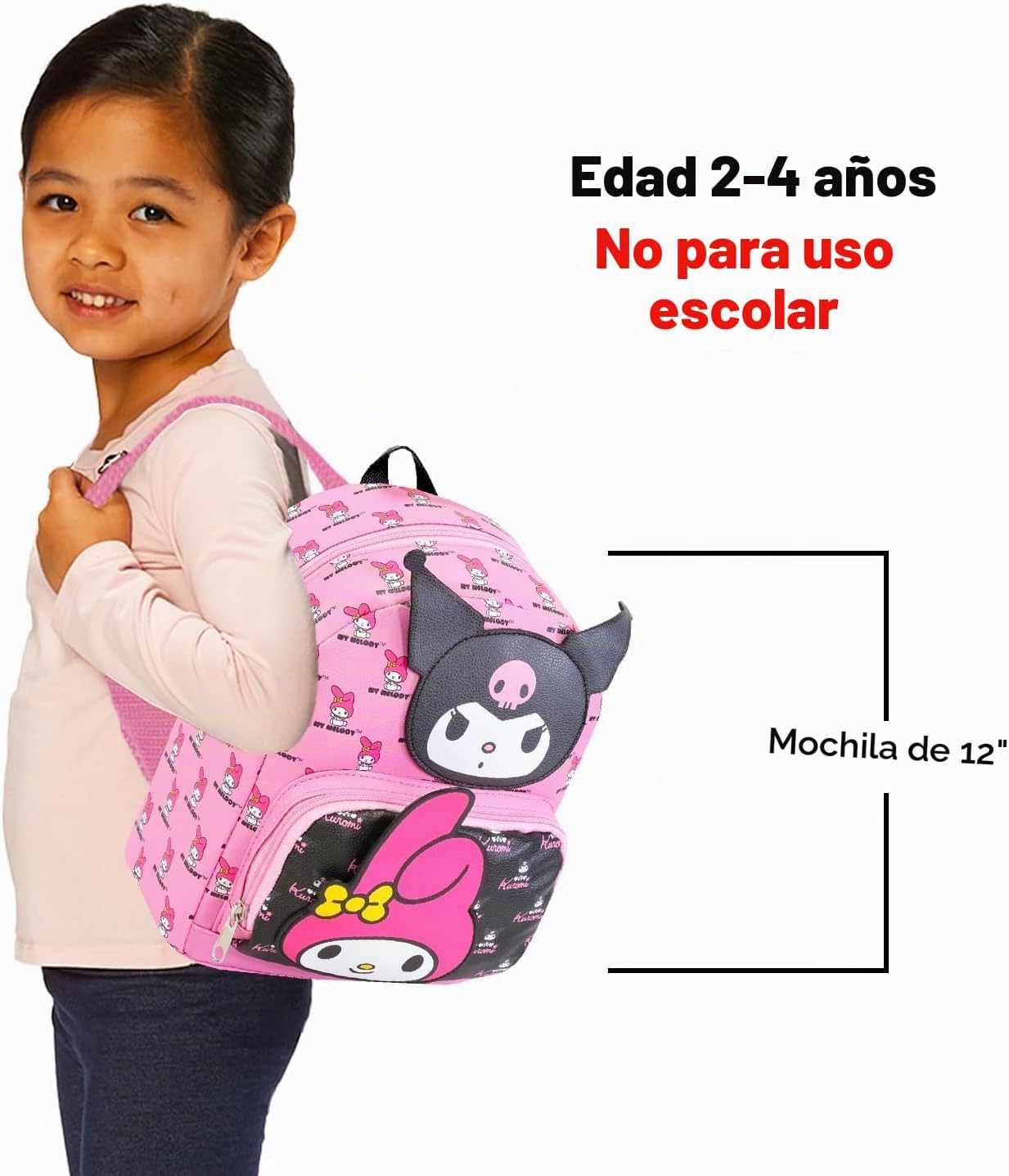 My Melody and Kuromi - Juego de mochila de piel sintética de 12 pul...