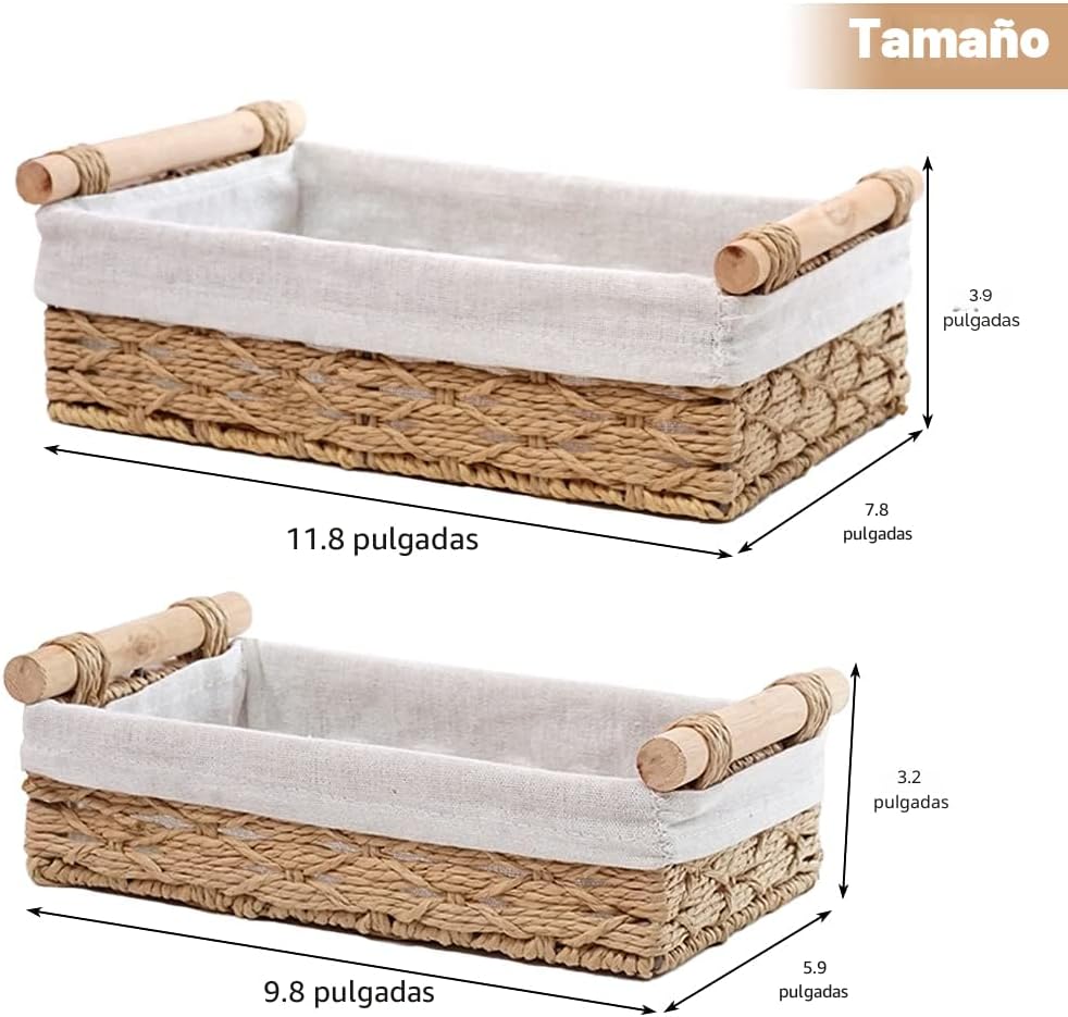 DUOER Cesta redonda de almacenamiento de cuerda de papel, cestas de...