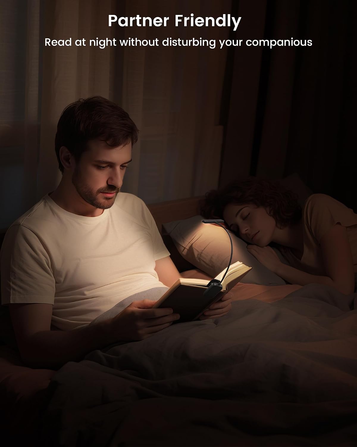 Glocusent Paquete de 1 luz de cuello recargable para libros