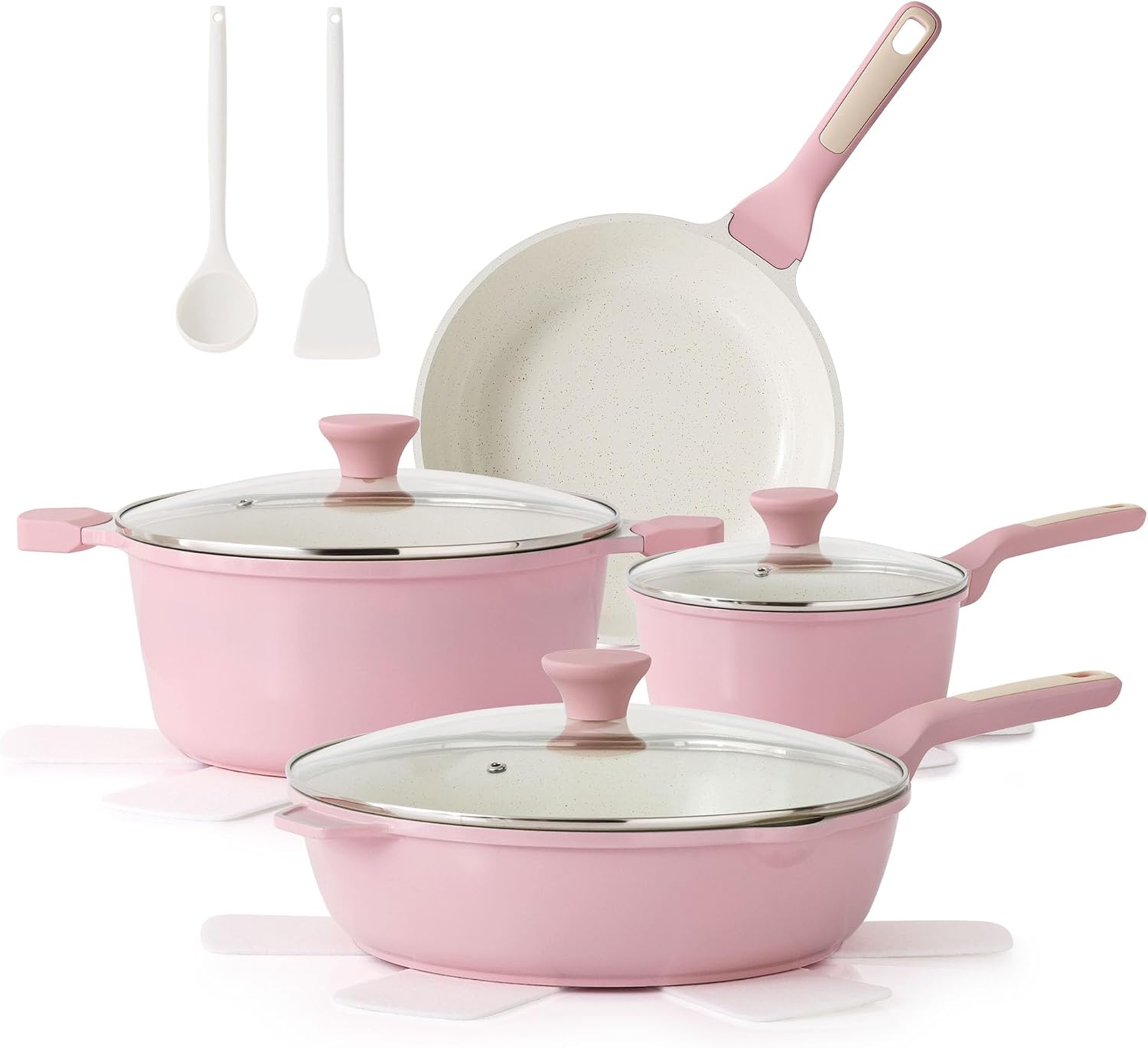 SENSARTE Juego de utensilios de cocina de cerámica antiadherente gr...