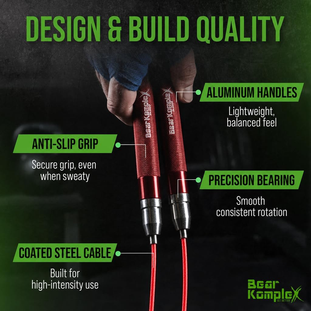 Bear KompleX Speed Jump Rope - Cuerda para saltar ajustable sin e...
