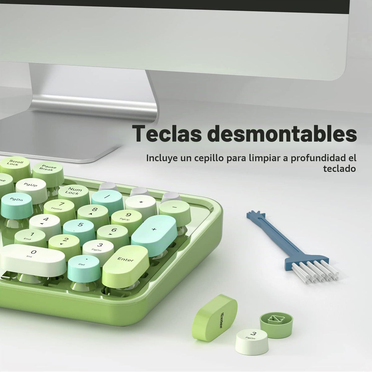 Teclado de computadora con cable MOWUX, teclado retro redondo con U...