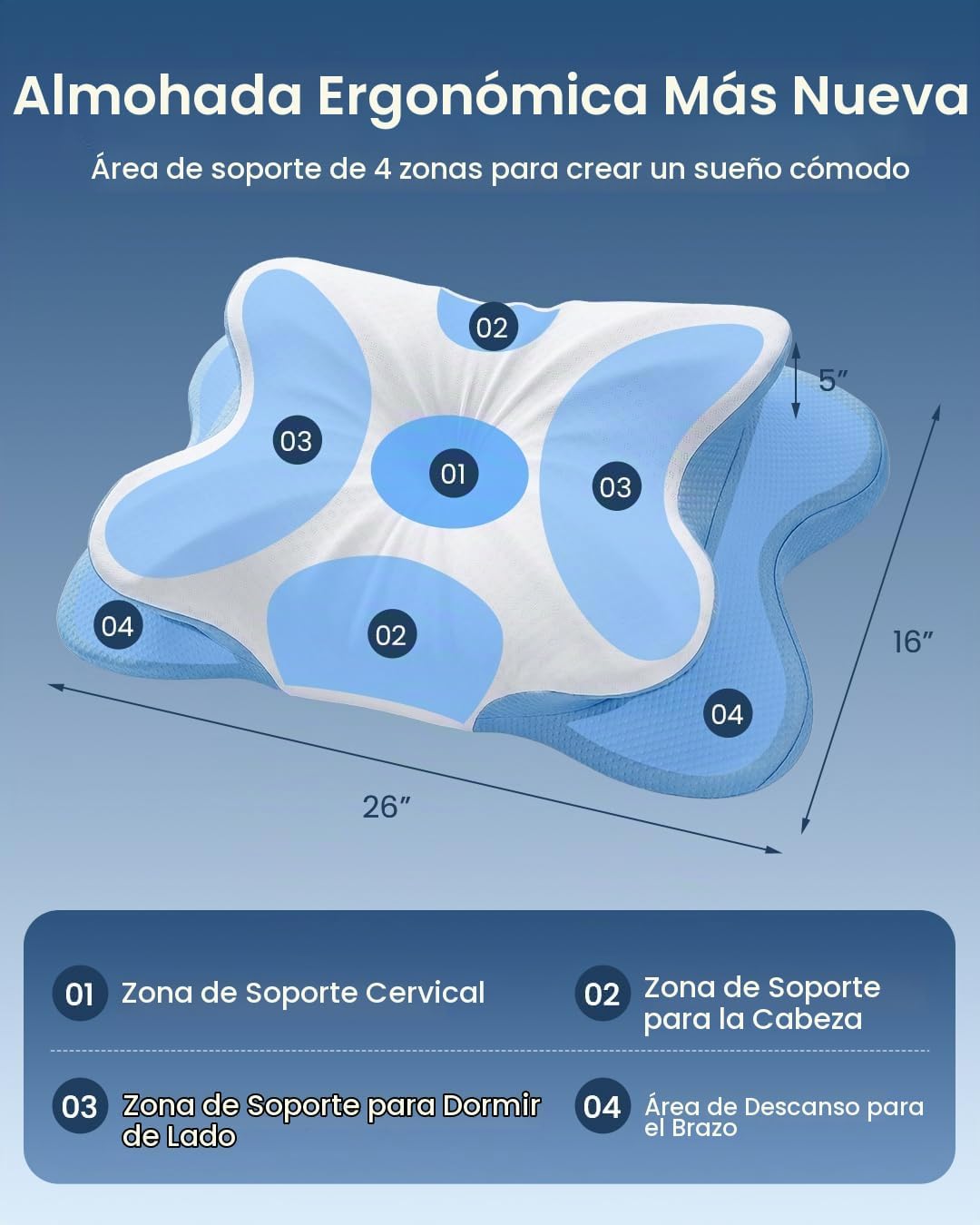 Almohada cervical para aliviar el dolor de cuello, almohada de cont...