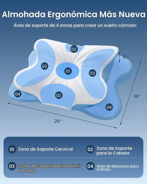 Almohada cervical para aliviar el dolor de cuello, almohada de cont...