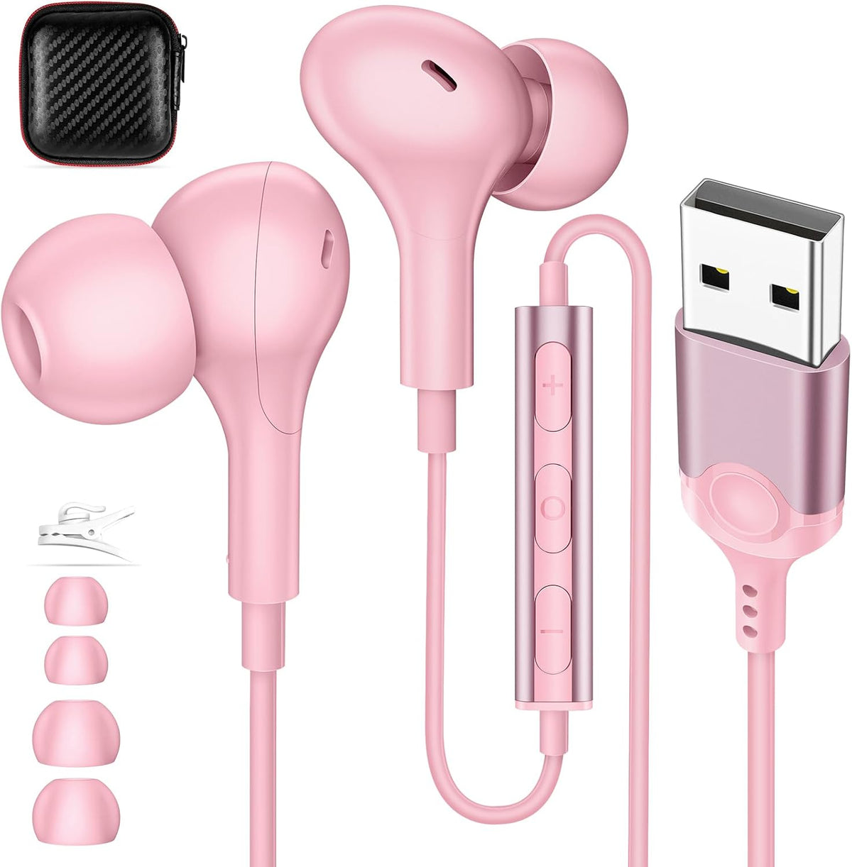 AIAUXAI Auriculares USB con micrófono para PC portátil, auriculares...