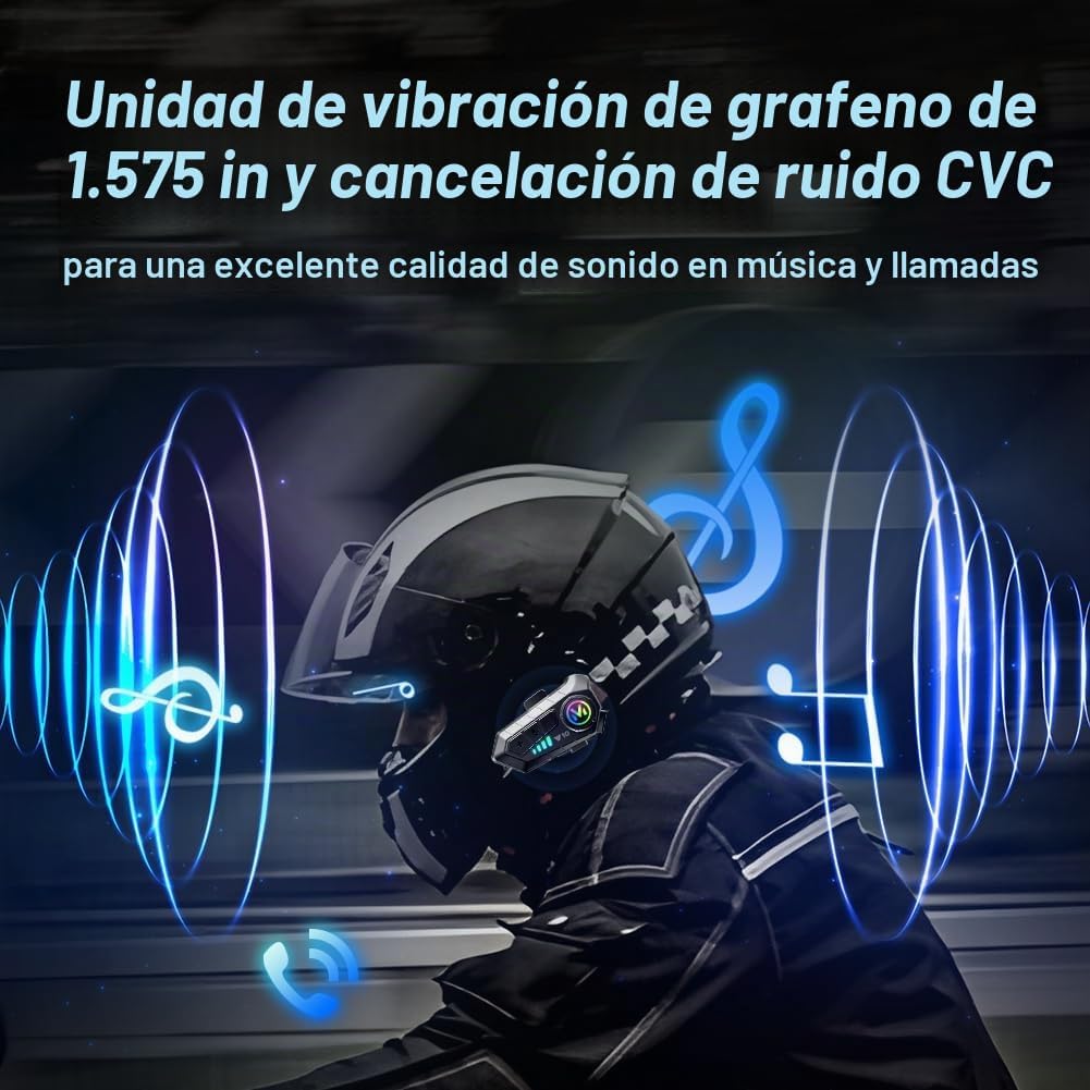 WNJACO Auriculares Bluetooth para Casco de Motocicleta, Auriculares...