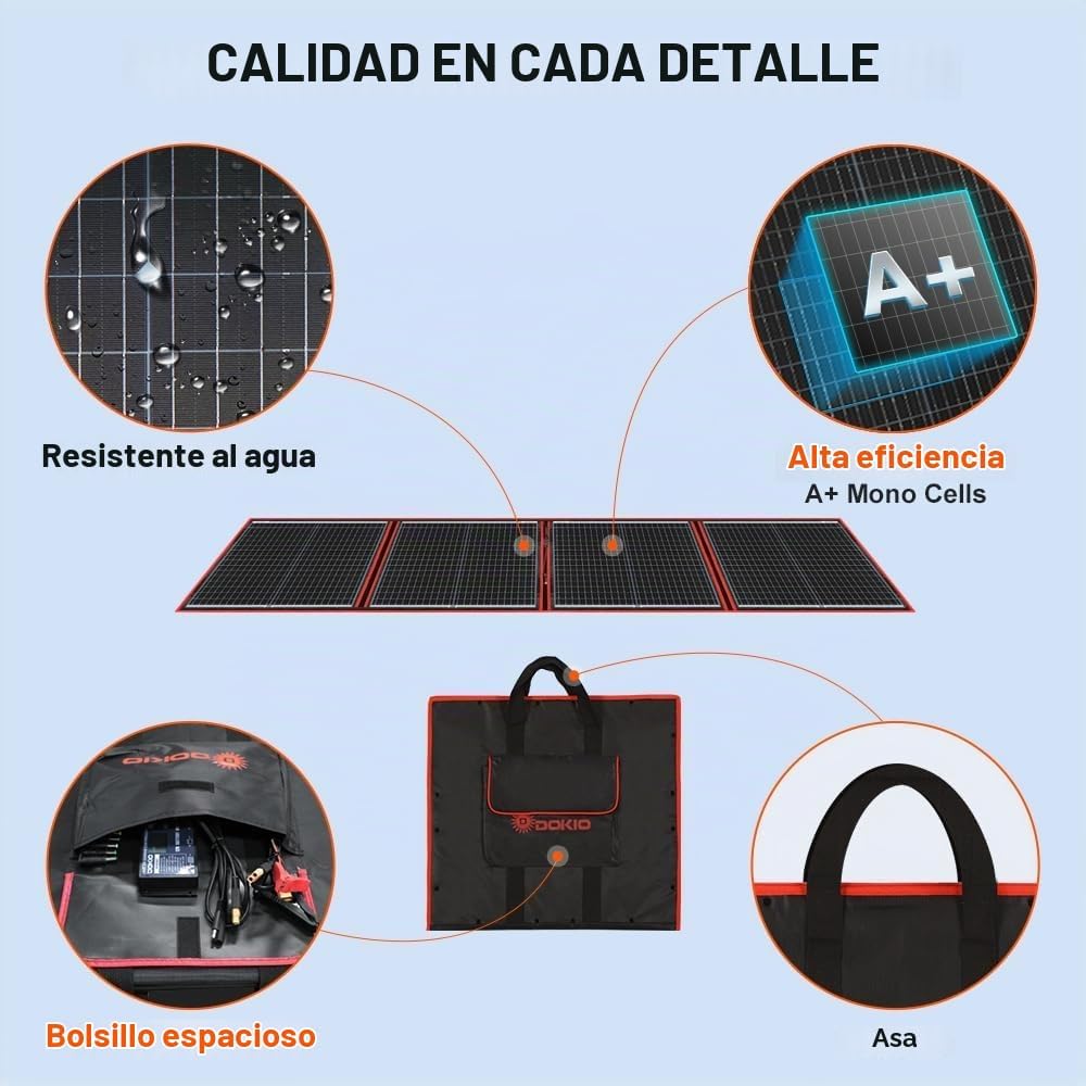 DOKIO Kit de panel solar plegable portátil de 150 W para carga de b...