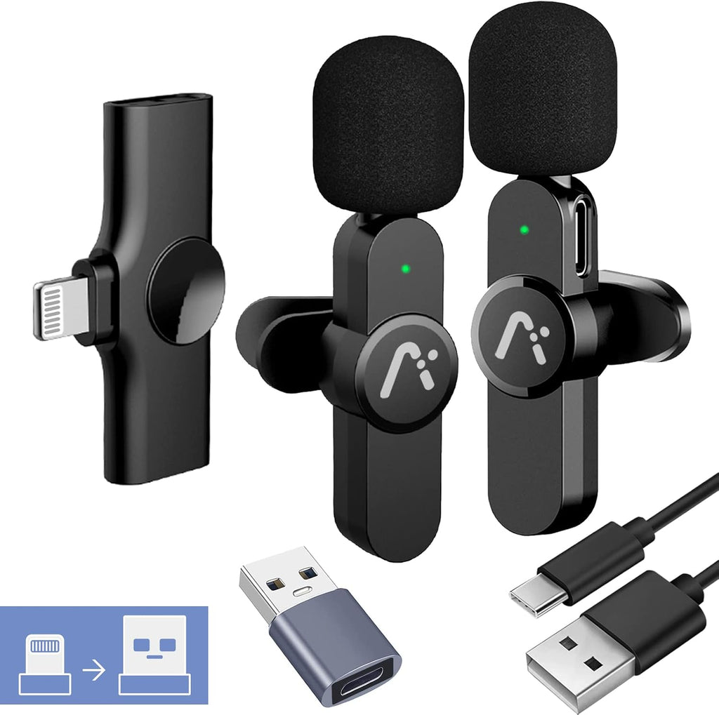 Aisizon Micrófono Lavalier Inalámbrico para iPhone7-14, Micrófono I...