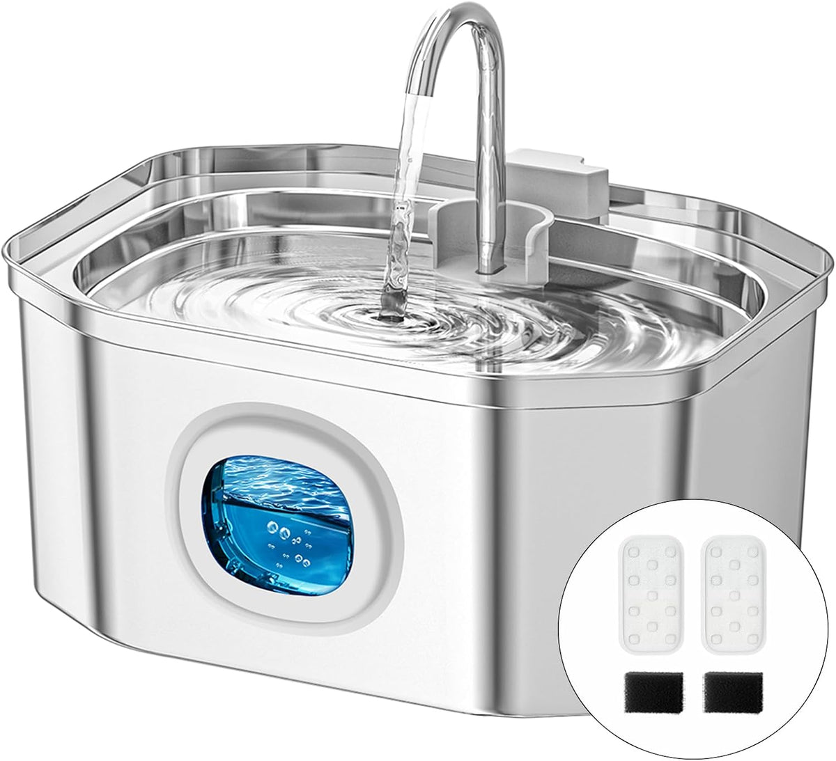Fuente de Agua para Gatos de Acero Inoxidable 108oz\/3.2L, APAUK Fu...