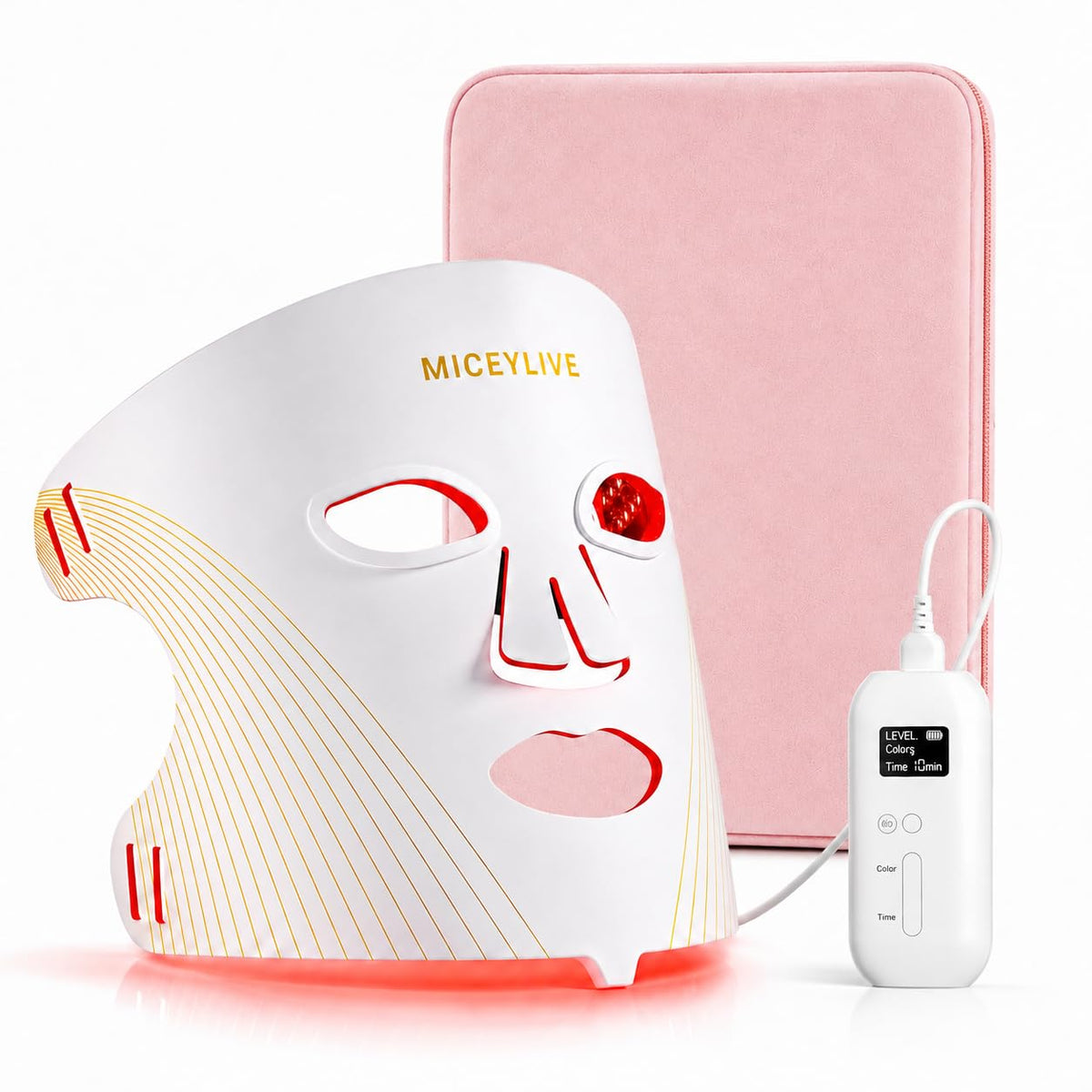 MICEYLIVE Terapia de luz roja para máscara facial, terapia de luz a...