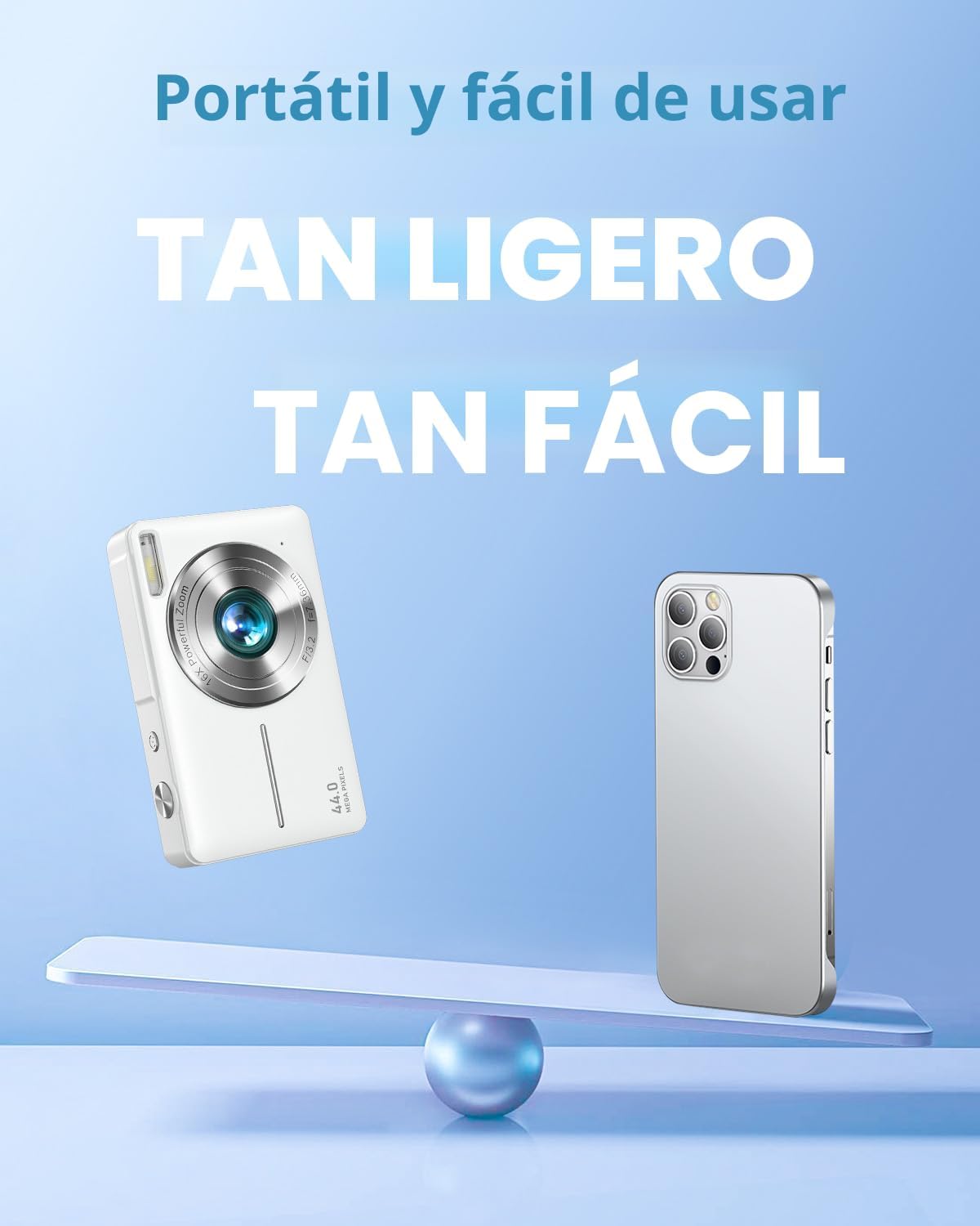 Cámara digital FHD 1080P apuntar y disparar cámara con tarjeta de 3...