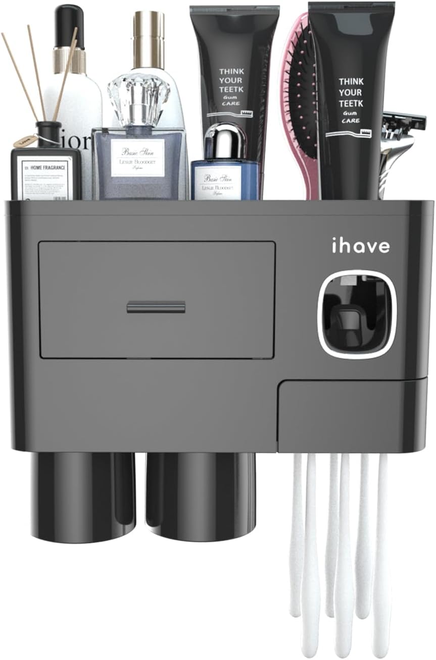 iHave Soportes para cepillos de dientes montados en la pared con |...