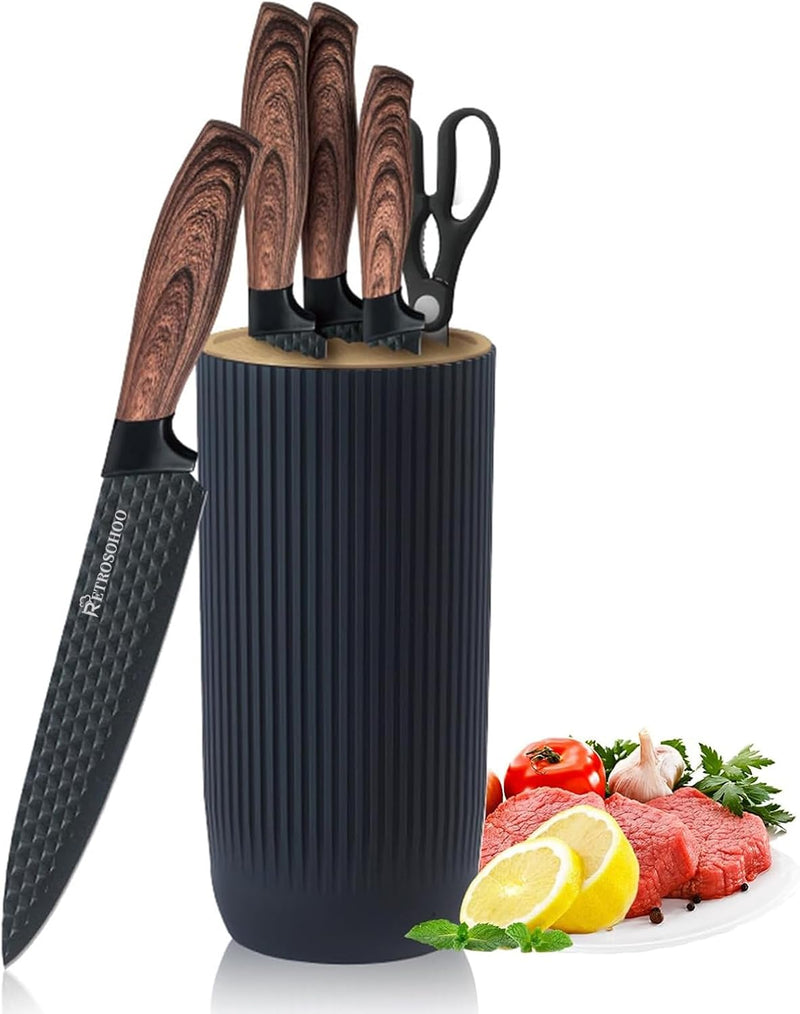Retrosohoo - Juego de cuchillos de cocina de 6 piezas, color caqui,...