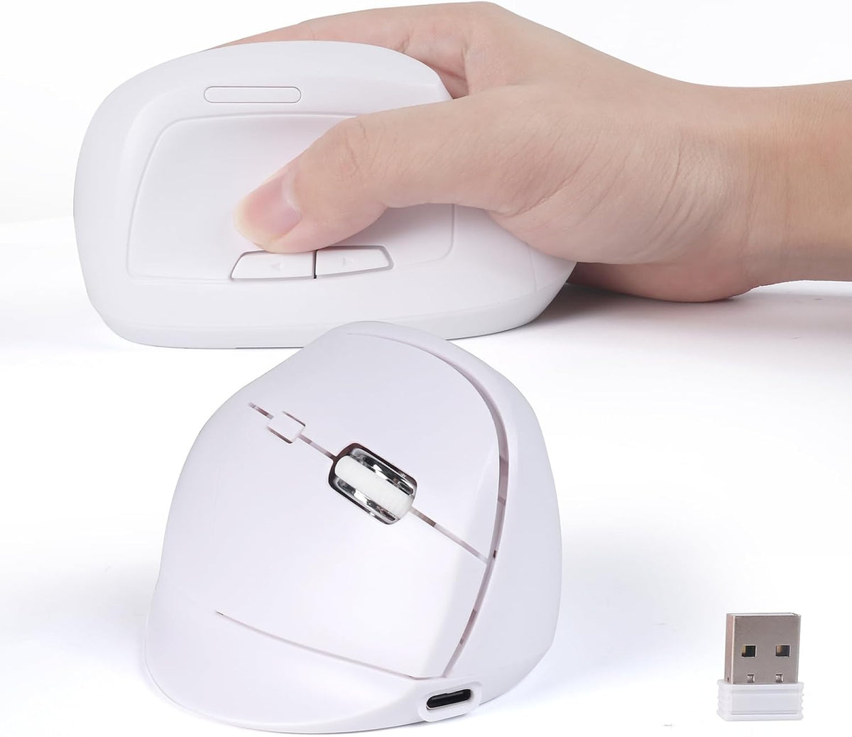 KUYHRF Ratón vertical inalámbrico Bluetooth, diseño ergonómico, rec...