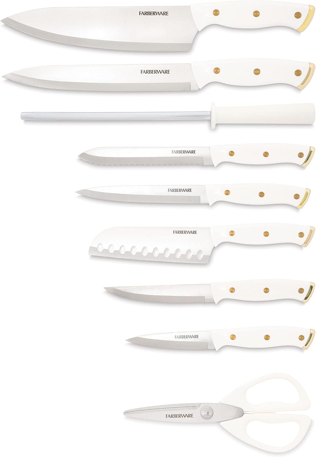 FARBERWARE Juego de cuchillos de 15 piezas, cuchillos de cocina de...