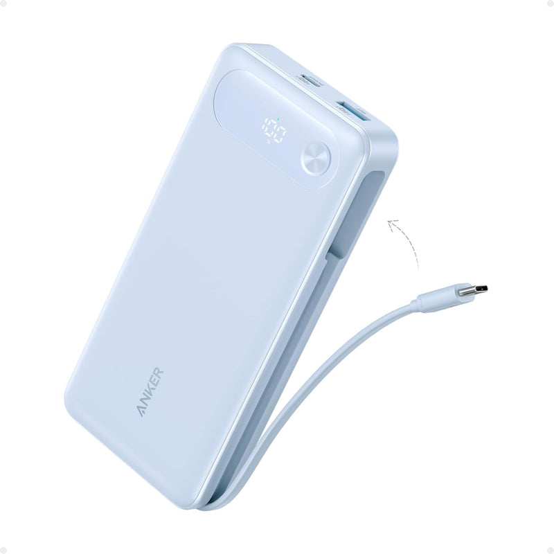 Anker Power Bank, 20.000 mAh Travel Essential, cable USB-C integrad...