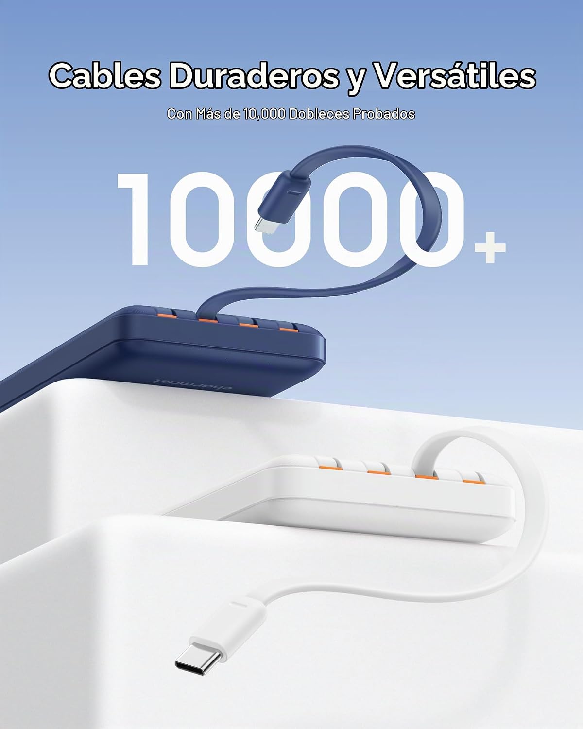 charmast Cargador portátil de carga rápida, 4 cables incorporados,...