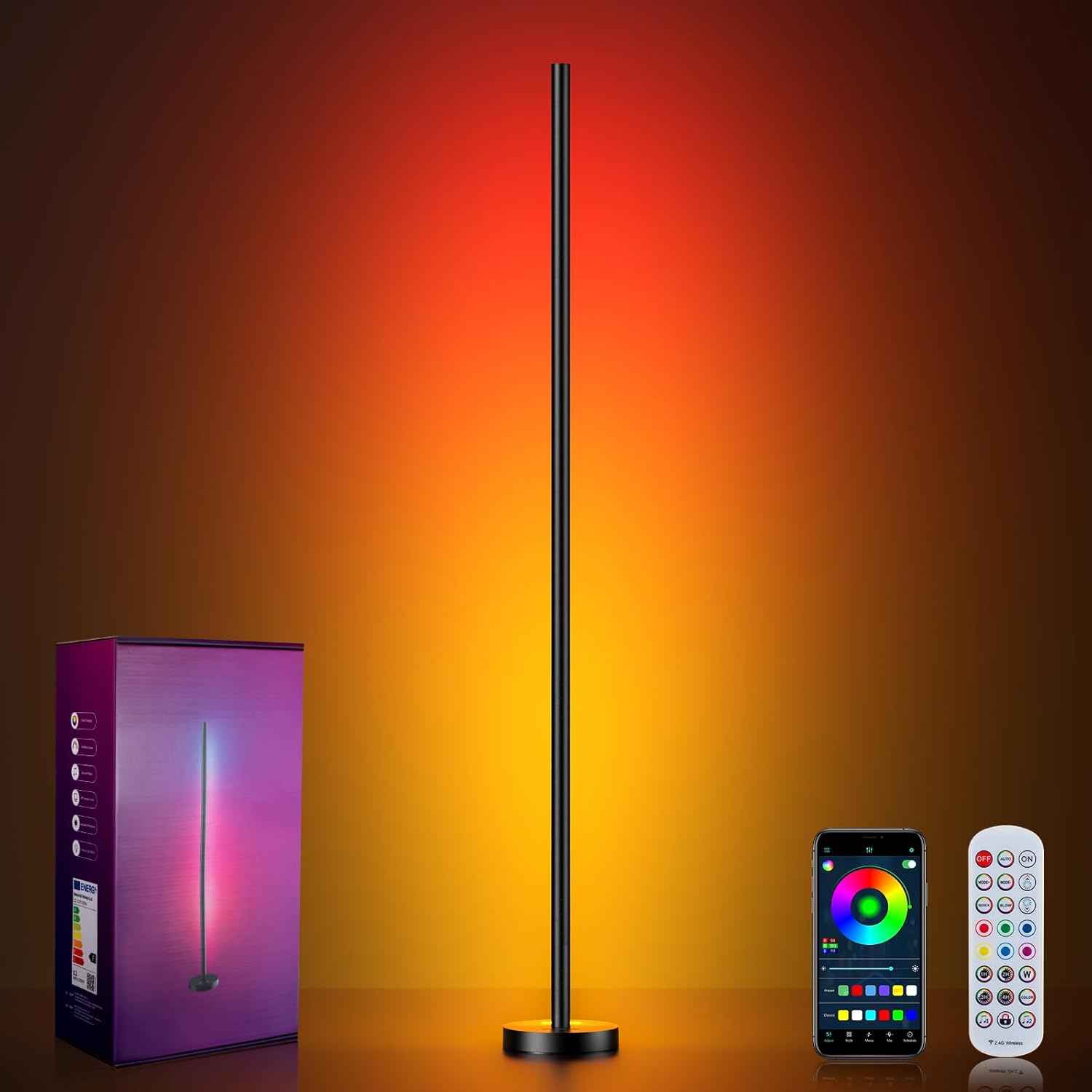 OIYN Lámpara de pie LED RGBICW inteligente - 16 millones de colores...