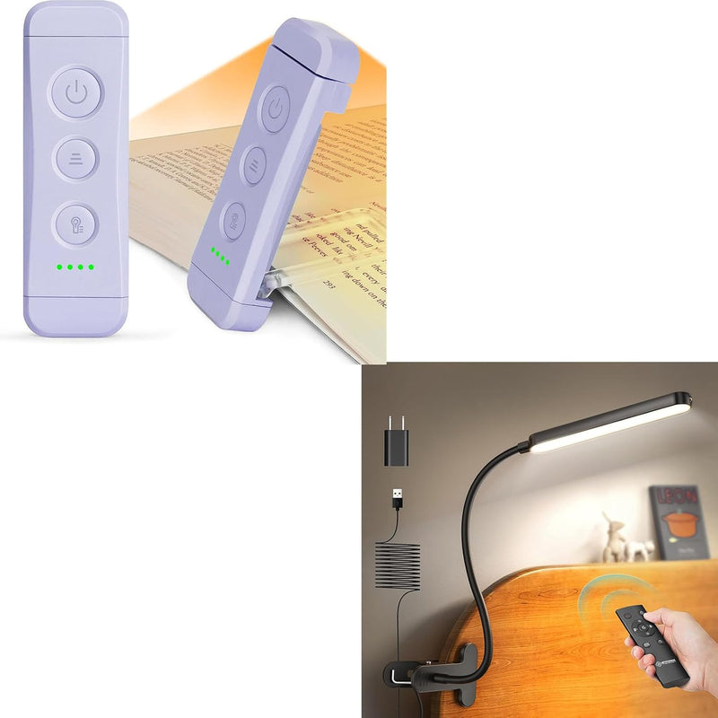 Glocusent Luz recargable USB para leer en la cama, luz con clip, co...