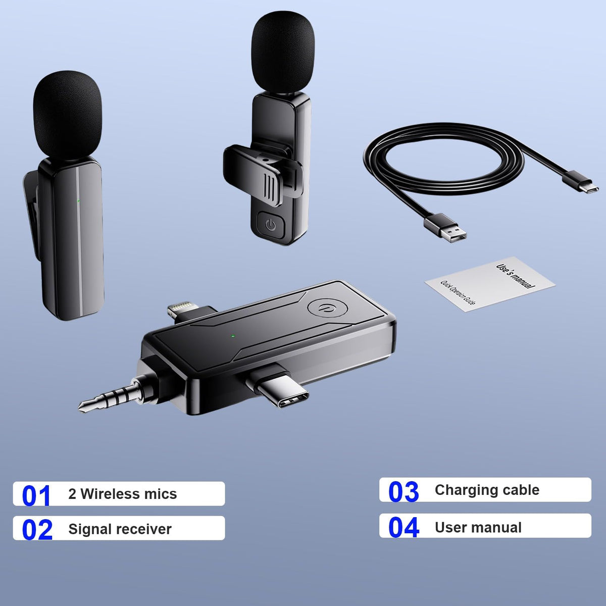 Paquete de 2 micrófonos inalámbricos de solapa Mini Lavalier para i...