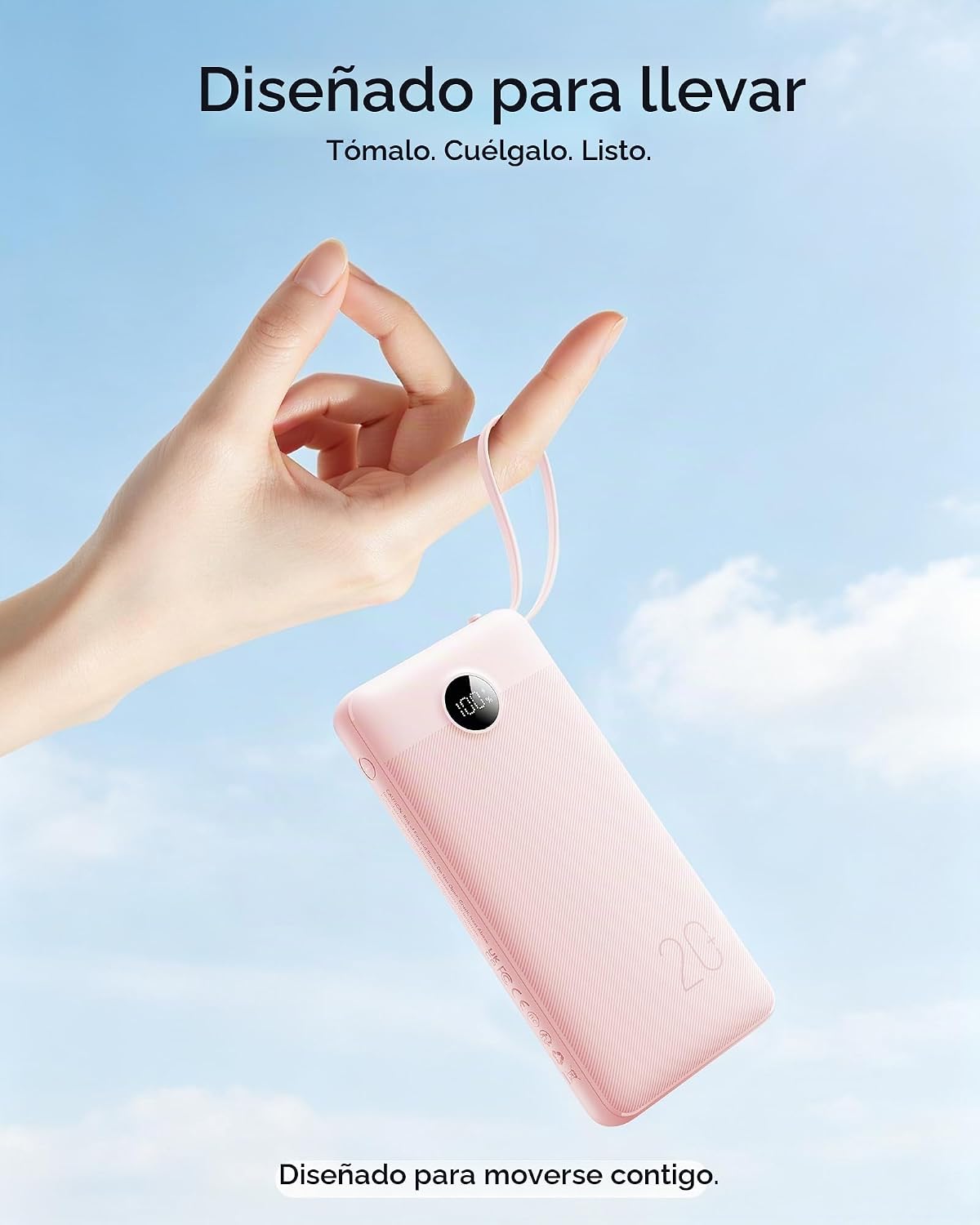 VRURC Cargador portátil 20000mAh 4-Built-in-Cable Banco de energía...