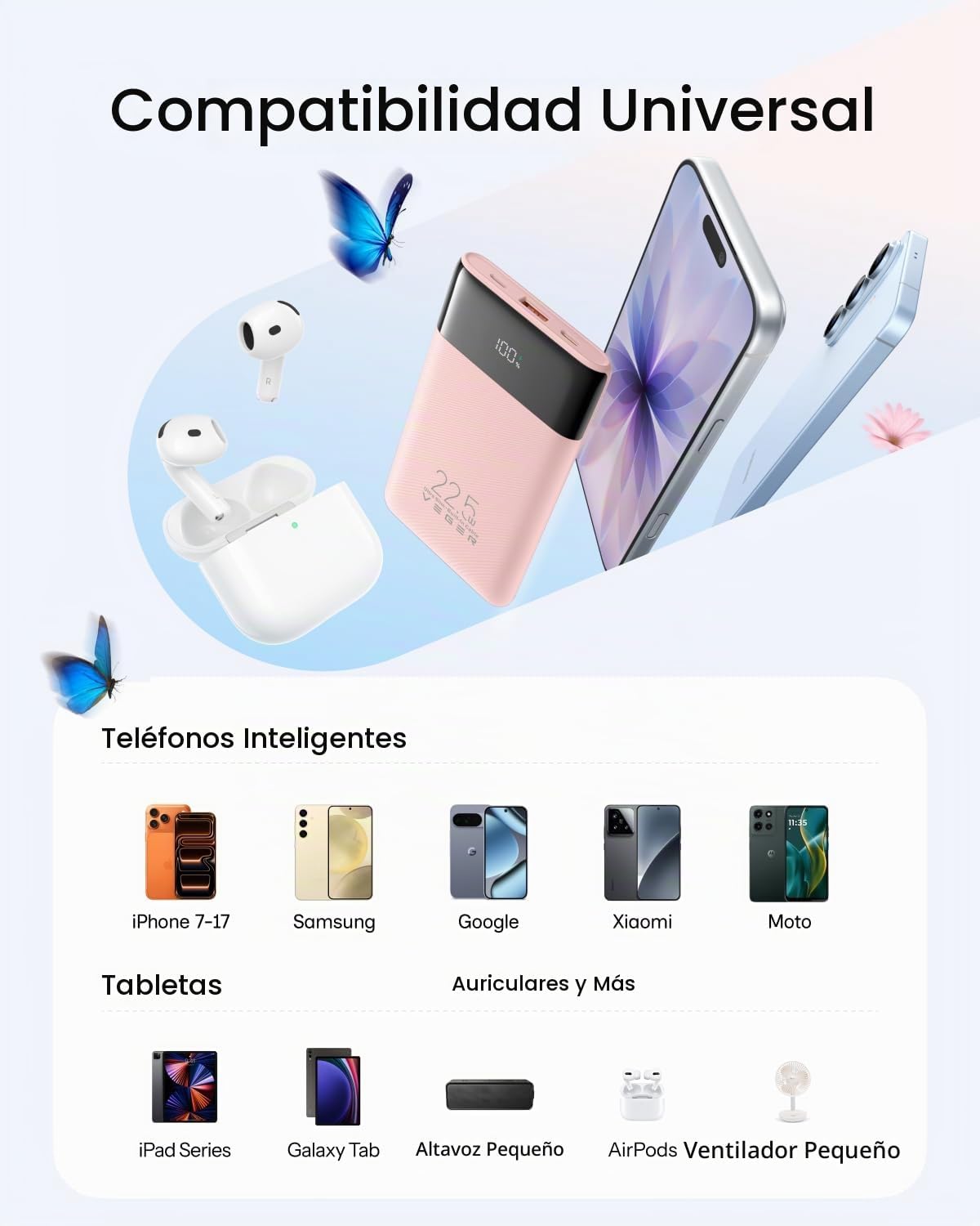 VEGER Cargador portátil de carga rápida de 10000mAh 22.5W con cable...