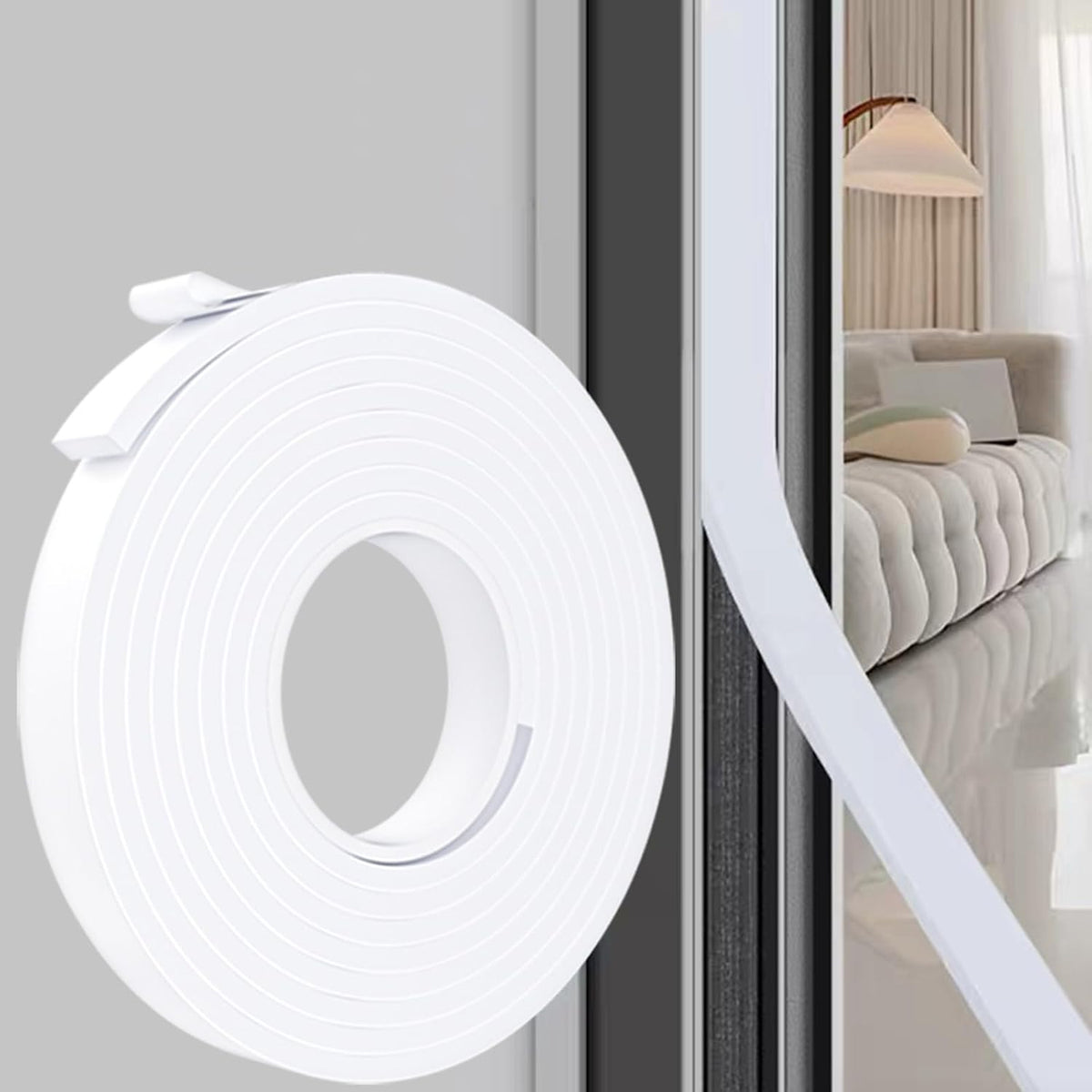 Burlete para puerta blanco, 1 pulgada de ancho x 1\/4 pulgadas de g...