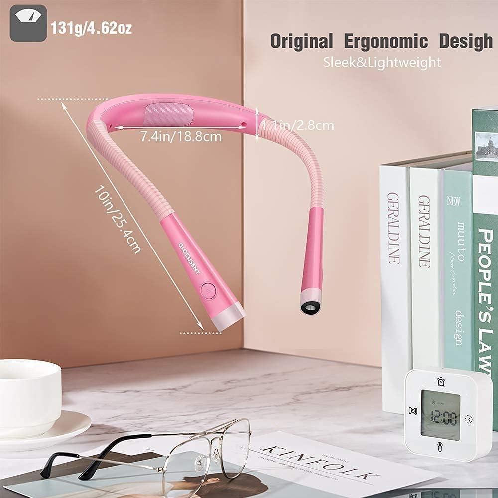 Glocusent Luz LED de lectura para el cuello, luz de libro para leer...