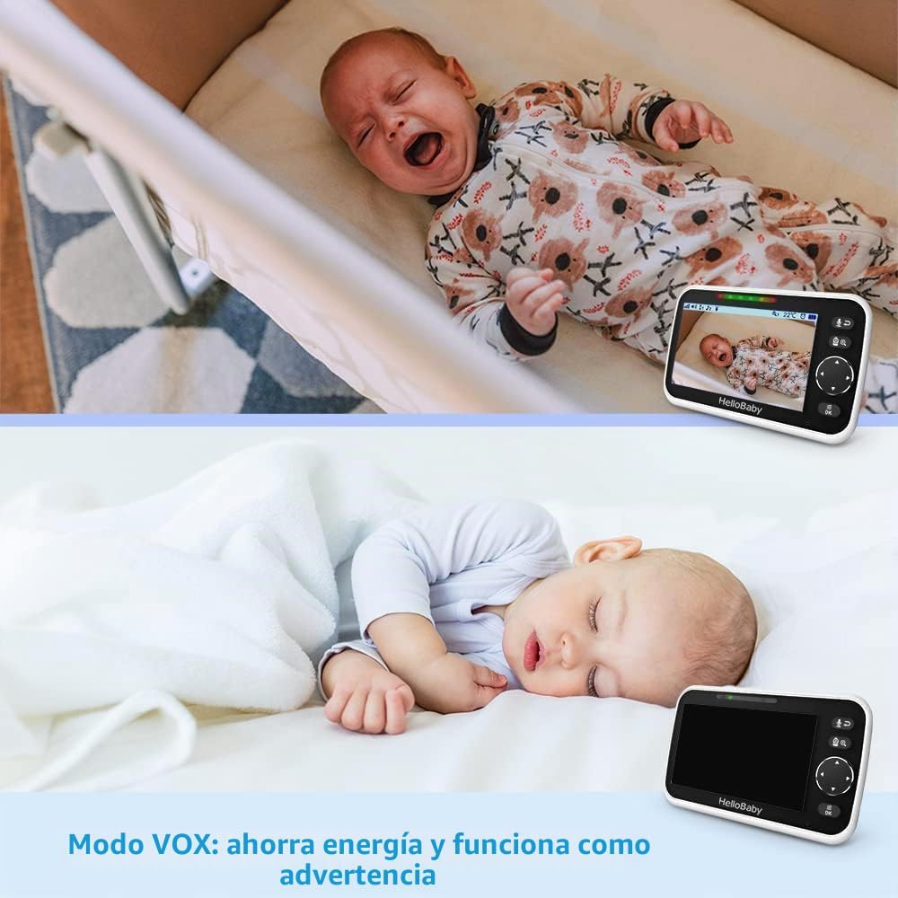HelloBaby HB6550-2 Monitor para bebés con cámara dual de 5" sin WiF...