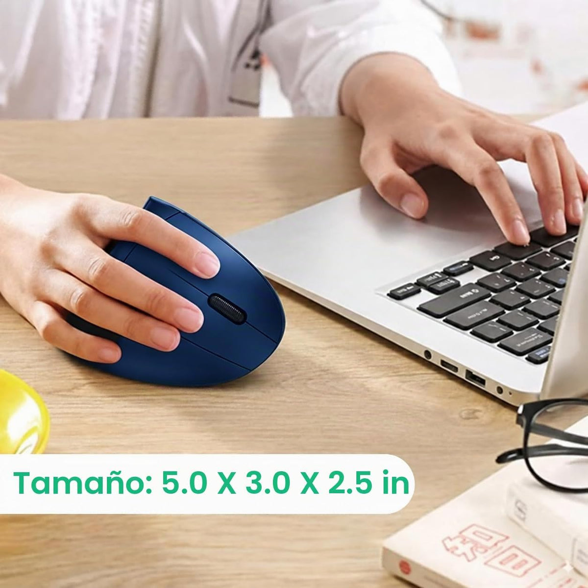 tlkawzy Ratón inalámbrico vertical ergonómico, elegante, recargable...