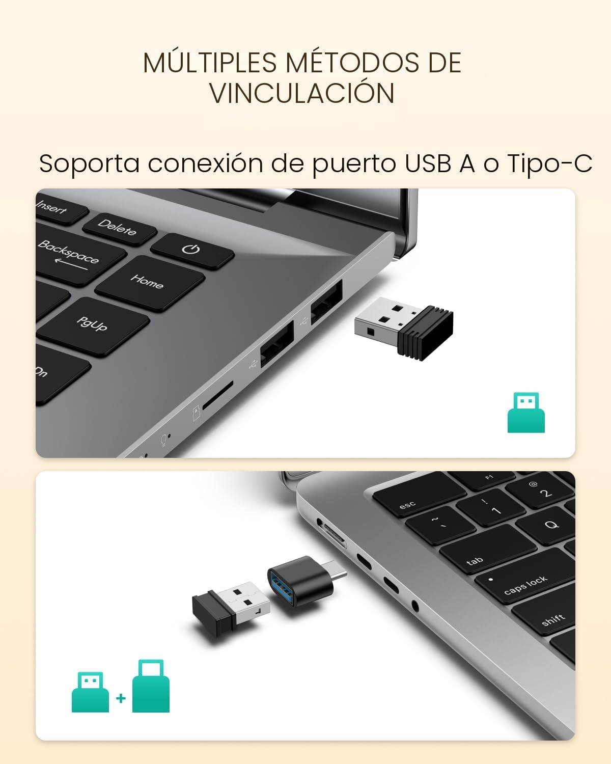 POJTK Ratón ergonómico inalámbrico recargable, conexión Bluetooth+U...