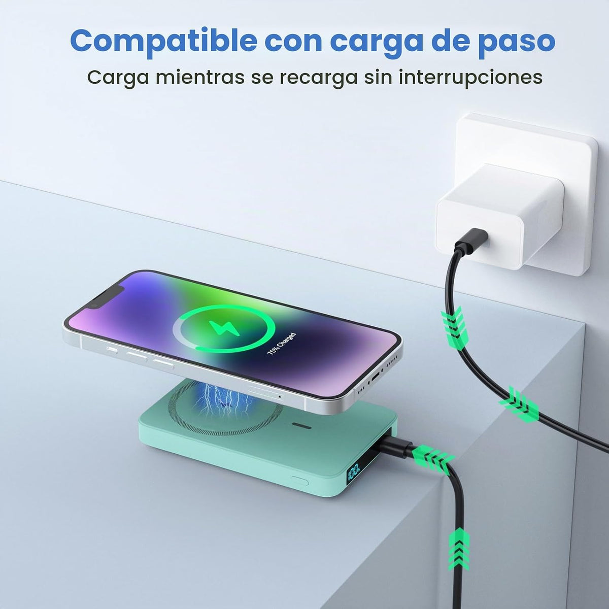 HHETP Cargador portátil magnético de 10800 mAh para batería Magsafe...