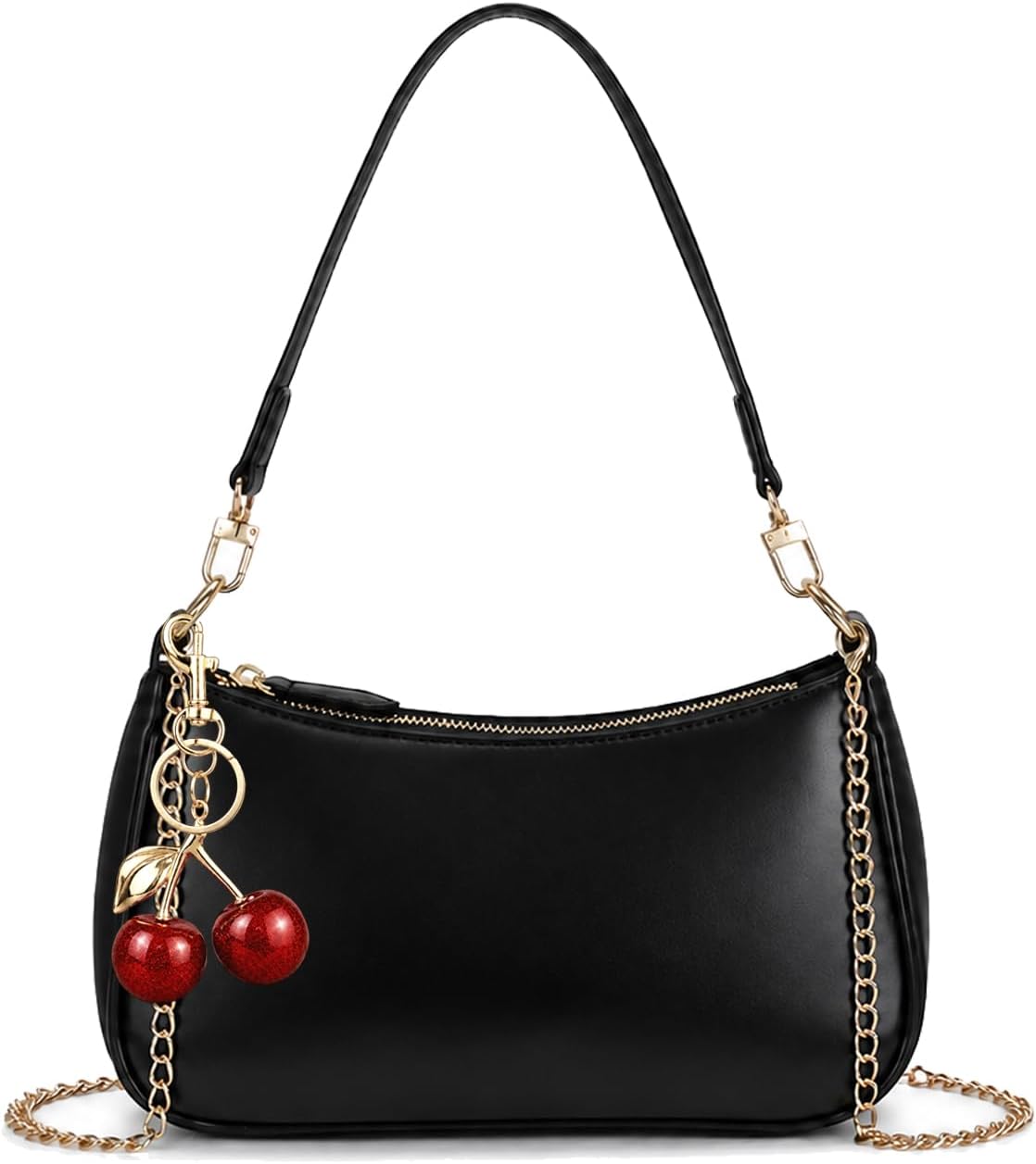 Bolso cruzado de moda, lindo bolso de hombro de diseñador con colgante de cereza