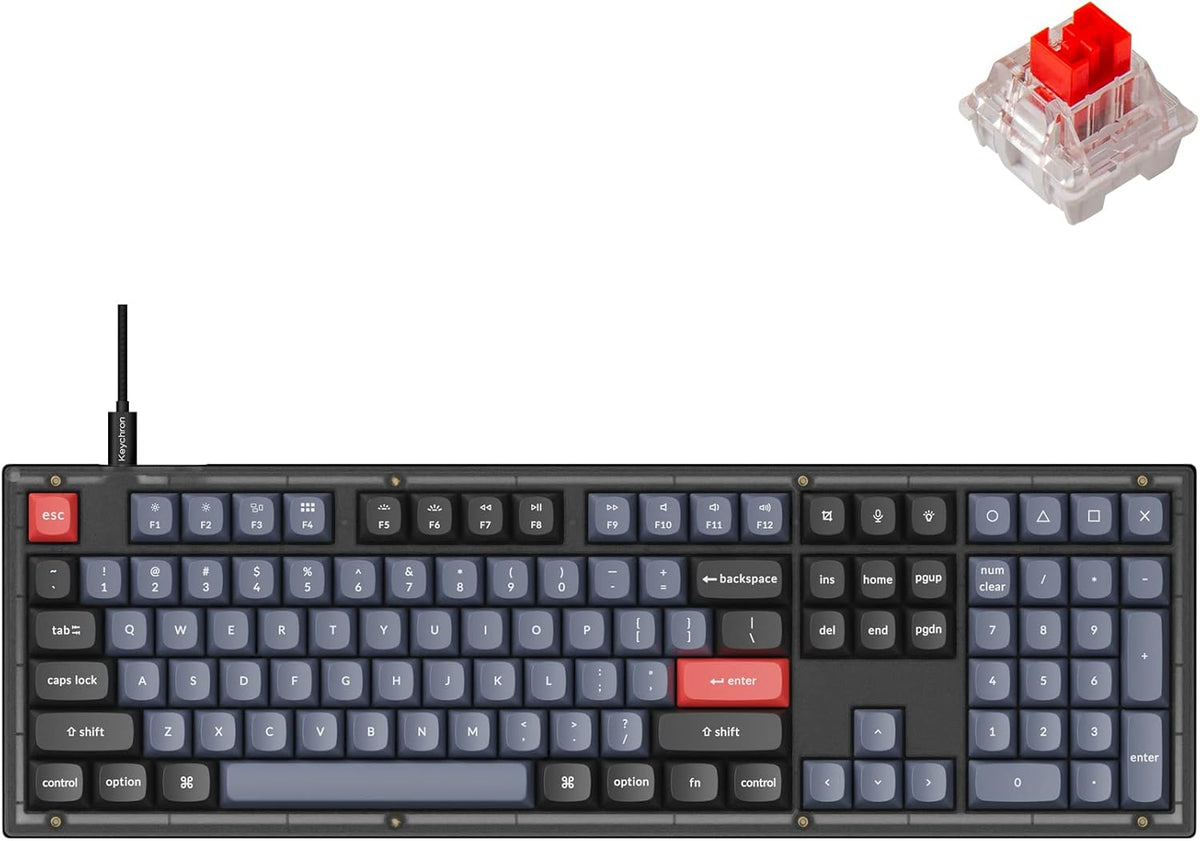 Keychron V6 Teclado mecánico personalizado con cable, macro program...