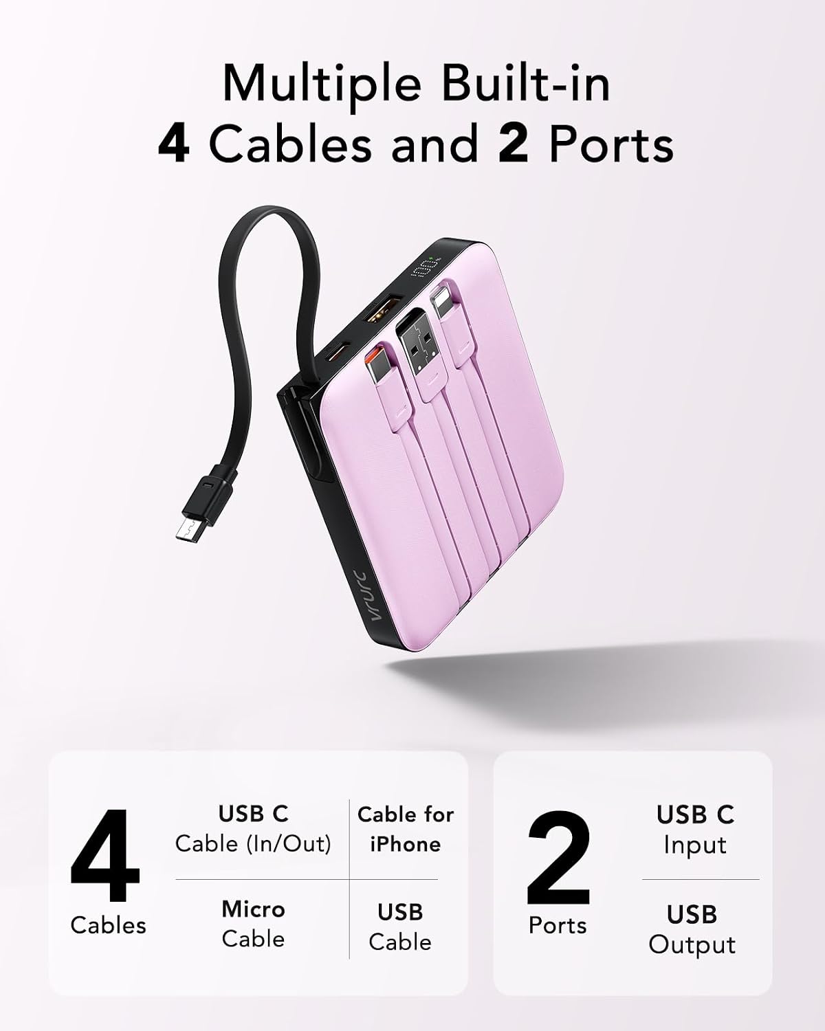 VRURC Cargador portátil Batería de 10000 mAh, Banco de energía para...