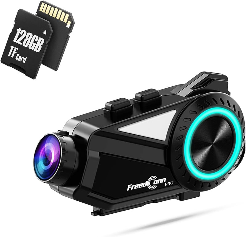 Auriculares Bluetooth FreedConn para motocicleta con cámara 2K de a...
