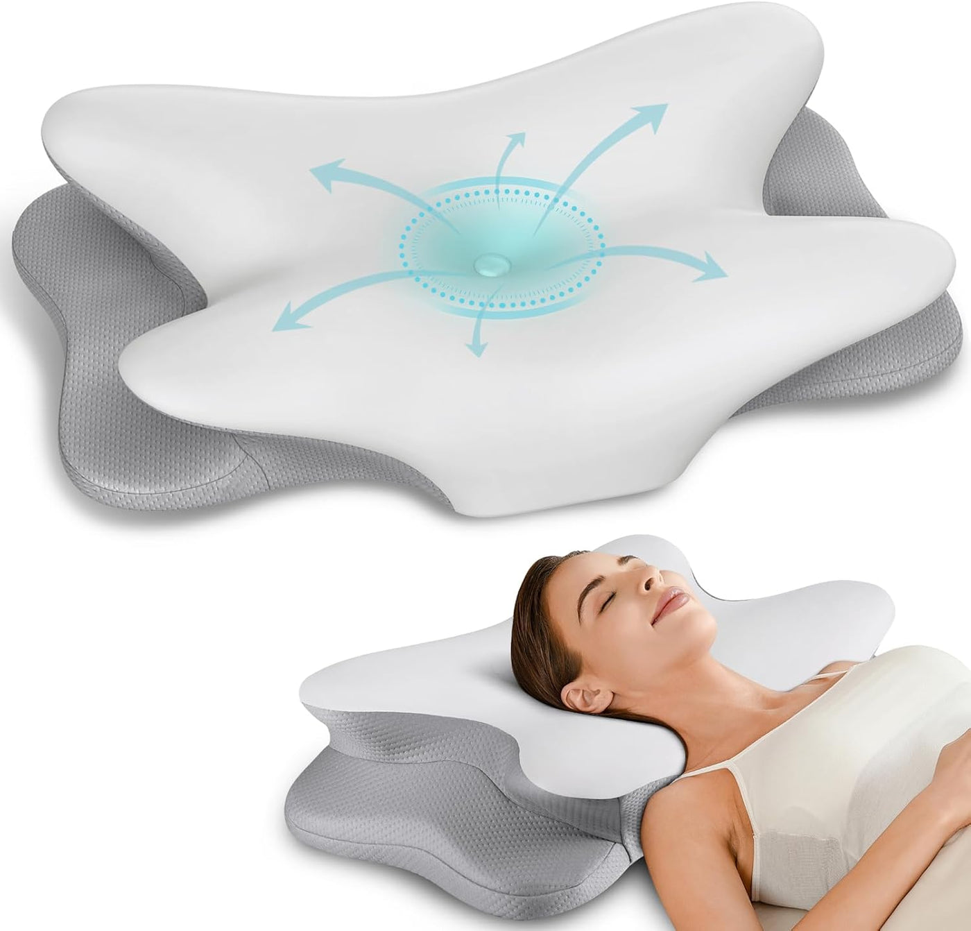 Almohada cervical para aliviar el dolor, almohada cervical ergonómi...