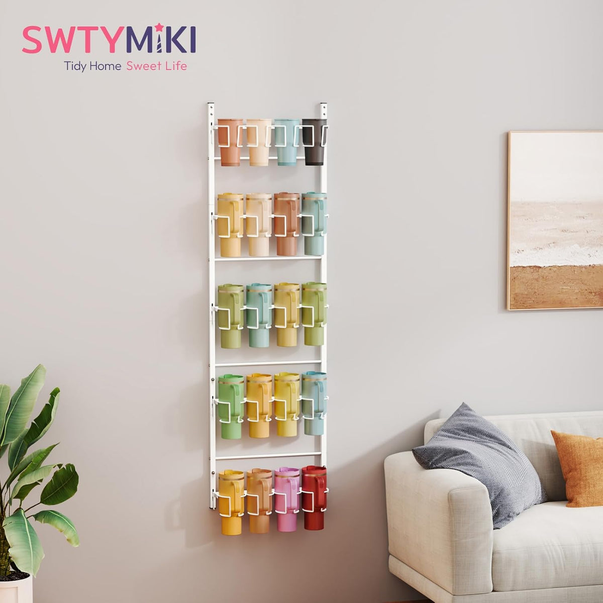 SWTYMIKI Organizador de botellas de agua de 5 niveles, soporte para...