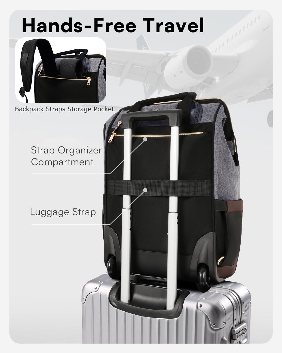 Arcoyard Mochila con ruedas para mujer, mochila de viaje de 16 pulg...