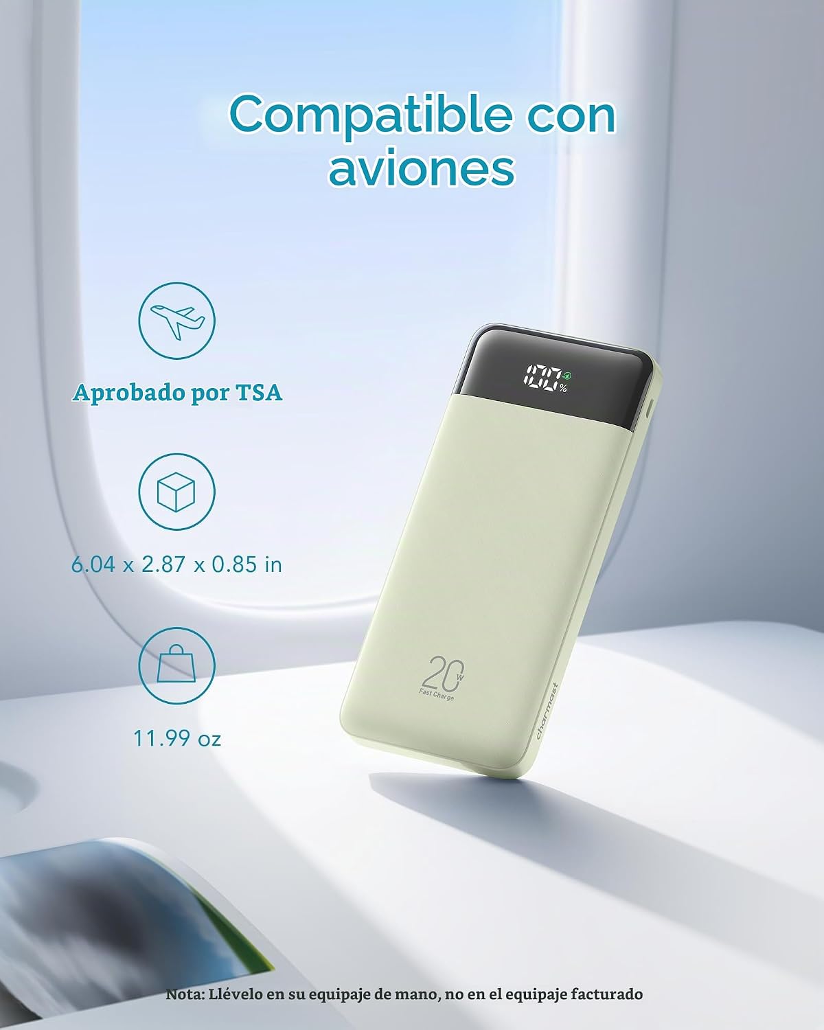 Charmast - Cargador portátil con cables incorporados, 20000 mAh, ba...