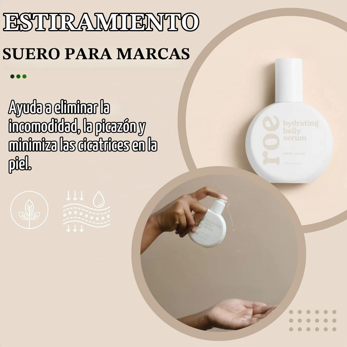 Roe Wellness Suero\/aceite de estrías para pieles sensibles con hid...